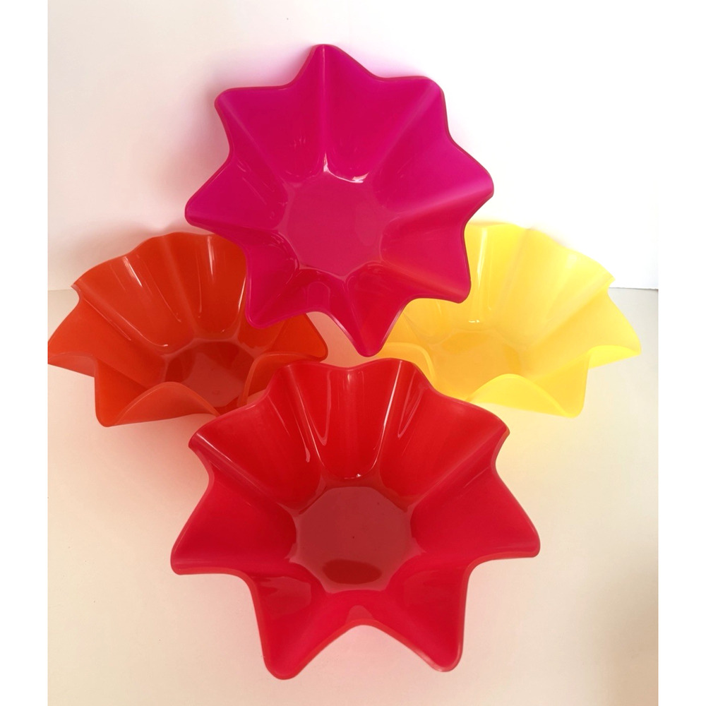 Tupperware Petalware Nesting Bowls and Plates Wavy Fluted Taco Whimsical - Picture 3 of 6